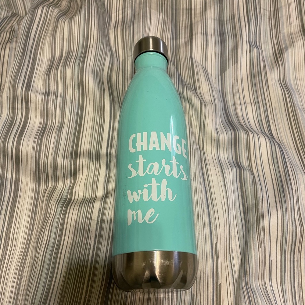 Change Starts with Me blue water bottle